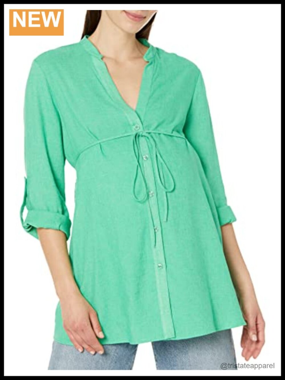 Maternity Linen Tie Top Sleeveless Tie Waist